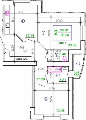 2-комнатная 80.24 м² в ЖМ Подолье от 19 650 грн/м², Винница