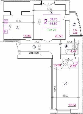 2-комнатная 81.95 м² в ЖМ Подолье от 19 650 грн/м², Винница