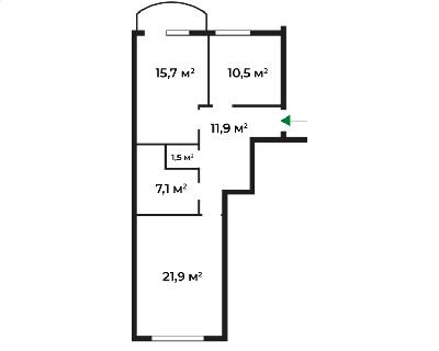 2-комнатная 69.7 м² в ЖК Сакура от 24 850 грн/м², Ужгород