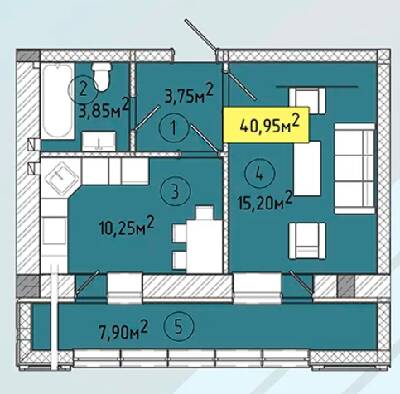 1-комнатная 40.95 м² в ЖК Modern от 20 300 грн/м², Ужгород