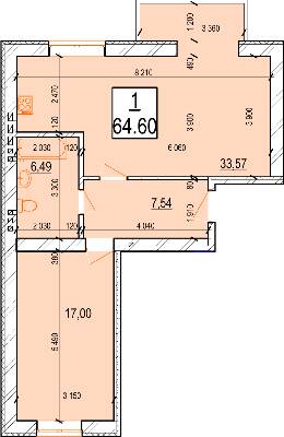 1-комнатная 64.6 м² в ЖК Маєток Боздош от 16 400 грн/м², Ужгород