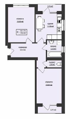 2-комнатная 61.7 м² в ЖК Тетрис от 22 400 грн/м², Ужгород