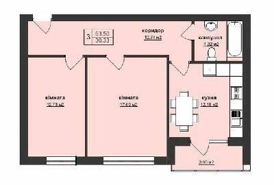 2-кімнатна 63.5 м² в ЖК Тетріс від 22 400 грн/м², Ужгород