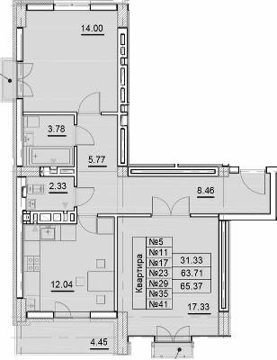 2-кімнатна 65.37 м² в ЖК Парковий від 19 150 грн/м², Ужгород