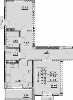 2-комнатная 67.81 м² в ЖК Парковый от 19 150 грн/м², Ужгород