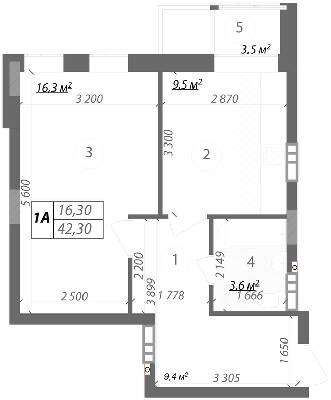 1-кімнатна 42.3 м² в КБ Podilsky від забудовника, Київ