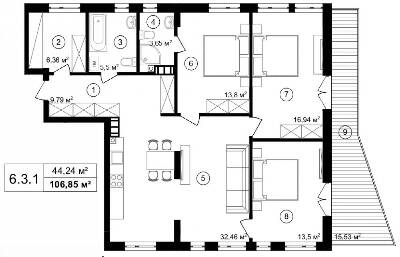 3-комнатная 106.85 м² в ЖК Struetinsky Residence от 78 450 грн/м², Киев