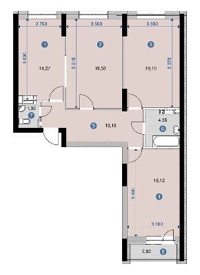 3-комнатная 93.24 м² в ЖК Campus от 23 800 грн/м², Киев