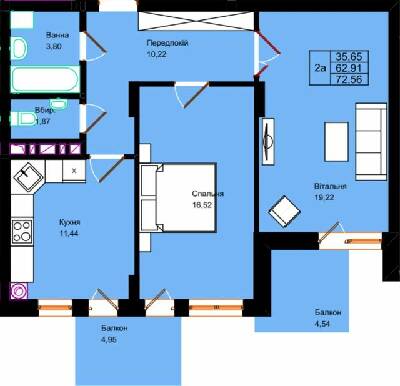 2-комнатная 72.56 м² в ЖК Панська Вертикаль от застройщика, г. Стрый