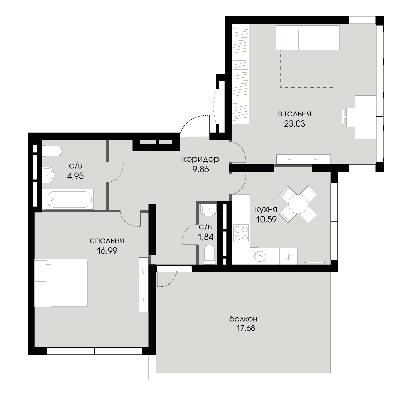 2-комнатная 72.56 м² в ЖК Echo Park 2 от 25 000 грн/м², с. Петропавловская Борщаговка