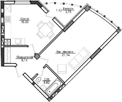 1-кімнатна 49.25 м² в ЖК Ірпінські Липки від 17 000 грн/м², м. Ірпінь