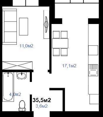 1-комнатная 35.5 м² в ЖК Амстердам от 13 000 грн/м², с. Белогородка