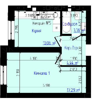 1-кімнатна 35.17 м² в ЖК Viking Home від 16 500 грн/м², м. Ірпінь