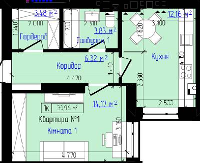 1-кімнатна 39.96 м² в ЖК Viking Home від 20 000 грн/м², м. Ірпінь