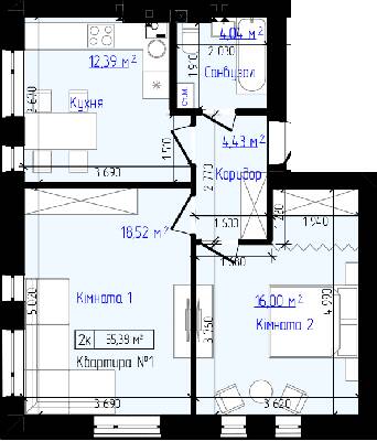 2-кімнатна 55.38 м² в ЖК Viking Home від 19 000 грн/м², м. Ірпінь