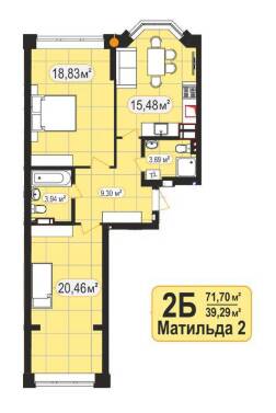2-кімнатна 71.7 м² в ЖК Мюнхаузен 2 від 22 300 грн/м², м. Ірпінь