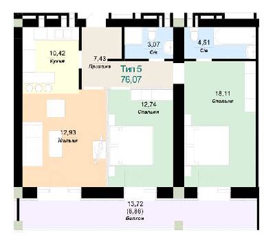 2-кімнатна 76.07 м² в ЖК Sky City від 24 750 грн/м², Ужгород