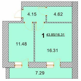 1-комнатная 43.85 м² в ЖК Лелека от 16 000 грн/м², г. Борисполь