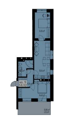 2-комнатная 58.02 м² в КД Новооскольський от застройщика, г. Ирпень