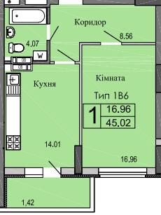 1-кімнатна 45.02 м² в ЖК River House від 19 000 грн/м², м. Українка