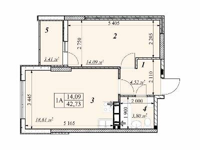 1-кімнатна 42.73 м² в ЖК Зіркова Вежа від 15 500 грн/м², м. Вишгород