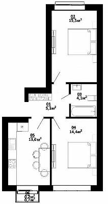 2-кімнатна 52.5 м² в ЖК Білий Шоколад.Center від забудовника, с. Білогородка