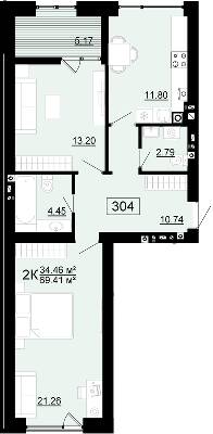 2-комнатная 69.41 м² в ЖК City Lake от 17 500 грн/м², с. Шевченково