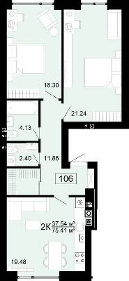 2-кімнатна 75.41 м² в ЖК City Lake від 17 500 грн/м², с. Шевченкове