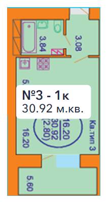 1-комнатная 30.92 м² в ЖК София Киевская от 16 500 грн/м², с. Софиевская Борщаговка