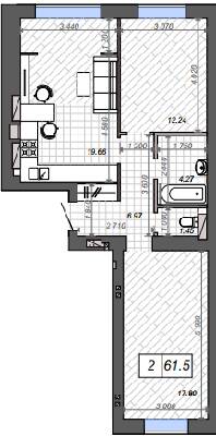 2-кімнатна 61.5 м² в ЖК Нові Метри Park від 24 000 грн/м², м. Ірпінь