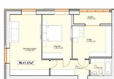 2-комнатная 61.67 м² в ЖК Brighton Residence от 23 050 грн/м², г. Ирпень