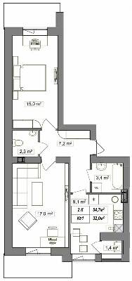 2-комнатная 54.7 м² в ЖК Гудвил от 23 000 грн/м², с. Хотов