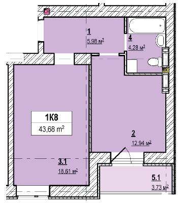 3-кімнатна 43.68 м² в ЖК Вишгород Сіті Парк від 16 500 грн/м², м. Вишгород