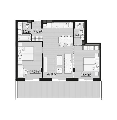 2-комнатная 64.47 м² в ЖК PARKTOWN от 19 500 грн/м², пгт Гостомель