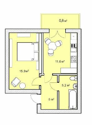 1-кімнатна 38.5 м² в ЖК Покровський Двір від 15 800 грн/м², смт Чабани