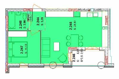 1-кімнатна 51.97 м² в ЖК Сонячний квартал від 49 300 грн/м², с. Голубине