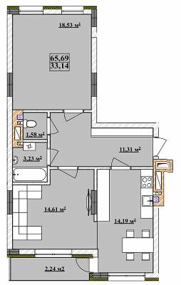 2-кімнатна 65.69 м² в ЖК Comfort City від 20 800 грн/м², Ужгород