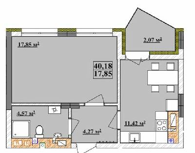 1-кімнатна 40.18 м² в ЖК Comfort City від 20 000 грн/м², Ужгород