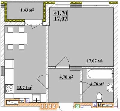 1-кімнатна 41.7 м² в ЖК Comfort City від 20 800 грн/м², Ужгород