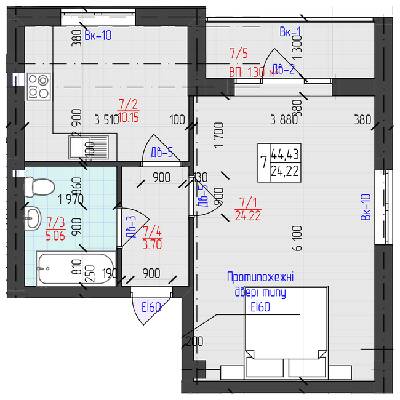 1-кімнатна 44.43 м² в ЖК Університетський від 19 500 грн/м², Ужгород