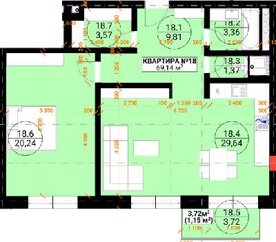 2-комнатная 69.14 м² в ЖК Грот от 23 950 грн/м², Ужгород