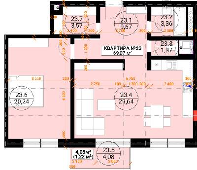 2-комнатная 69.07 м² в ЖК Грот от 23 950 грн/м², Ужгород