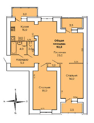 3-комнатная 92.5 м² в ЖК Дом на Лазурной от 18 050 грн/м², Николаев