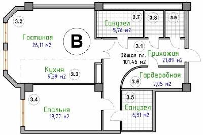 2-кімнатна 101.46 м² в ЖК Адмірал від 28 250 грн/м², Миколаїв