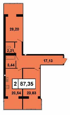 2-кімнатна 87.35 м² в ЖК Грандбуд від 15 500 грн/м², Миколаїв