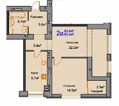 2-комнатная 63.4 м² в ЖК Мирный от 17 050 грн/м², Николаев