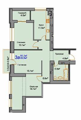 3-комнатная 83.9 м² в ЖК Мирный от 16 000 грн/м², Николаев