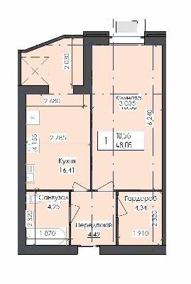 1-кімнатна 48.05 м² в ЖК Престиж від 10 000 грн/м², м. Южноукраїнськ