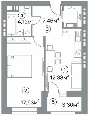 1-комнатная 44.79 м² в ЖК Оскар от 32 000 грн/м², Полтава