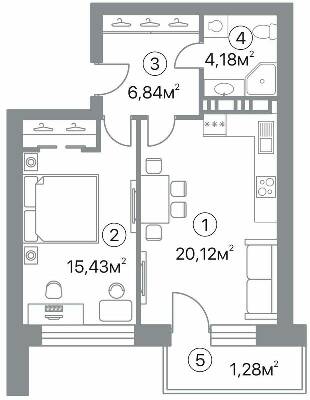 1-комнатная 47.85 м² в ЖК Оскар от 32 000 грн/м², Полтава